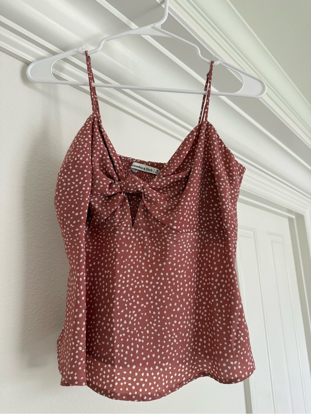 Abercrombie & Fitch Rosewood Polka Dot Tie-Front Cami